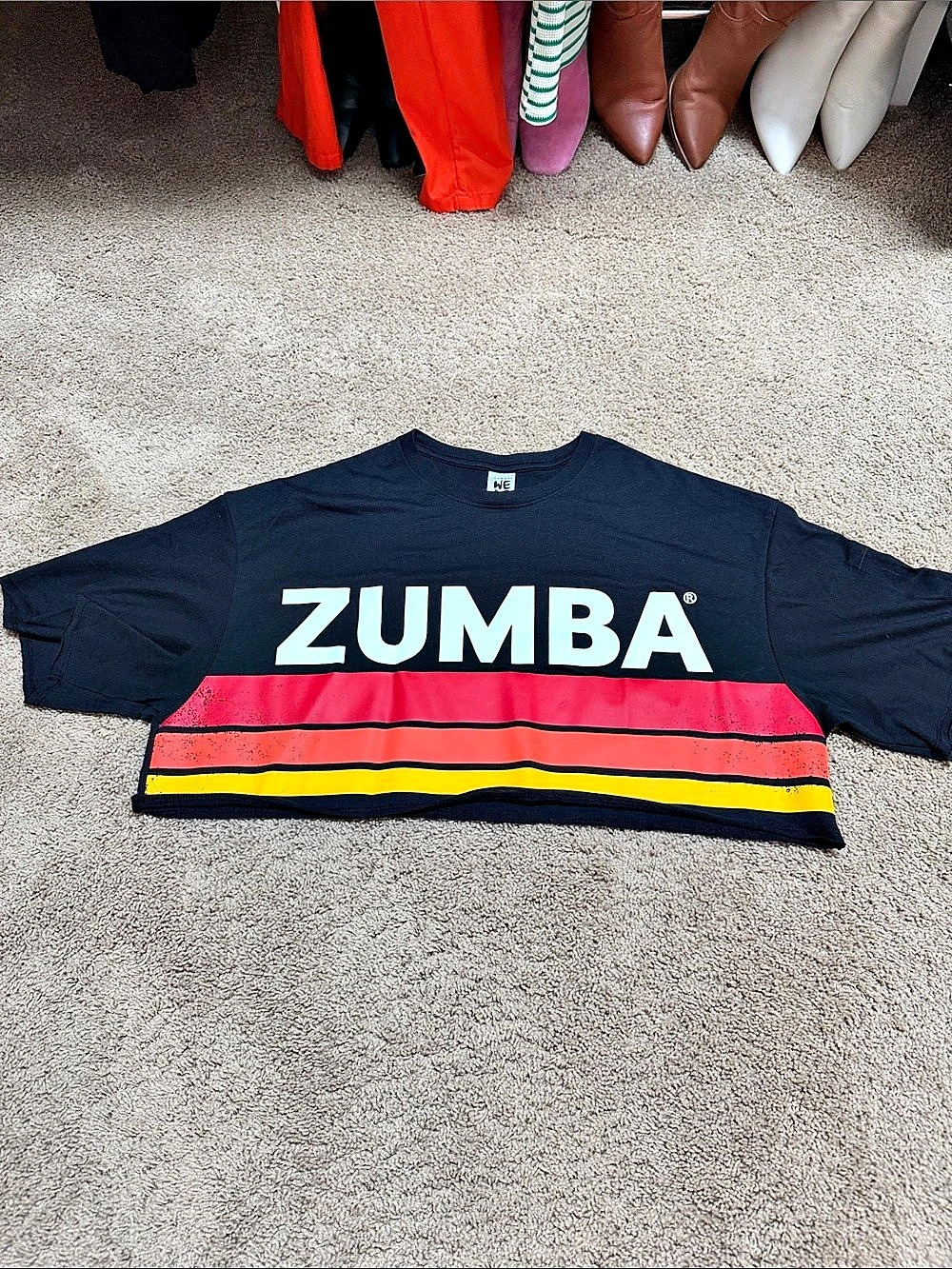 Zumba Wear It Out Color Block Athletic crop Tee in Black